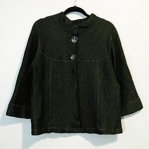 EUC VTG Sandro Wool Blend Double Face Cape Jacket Dark Green 1X